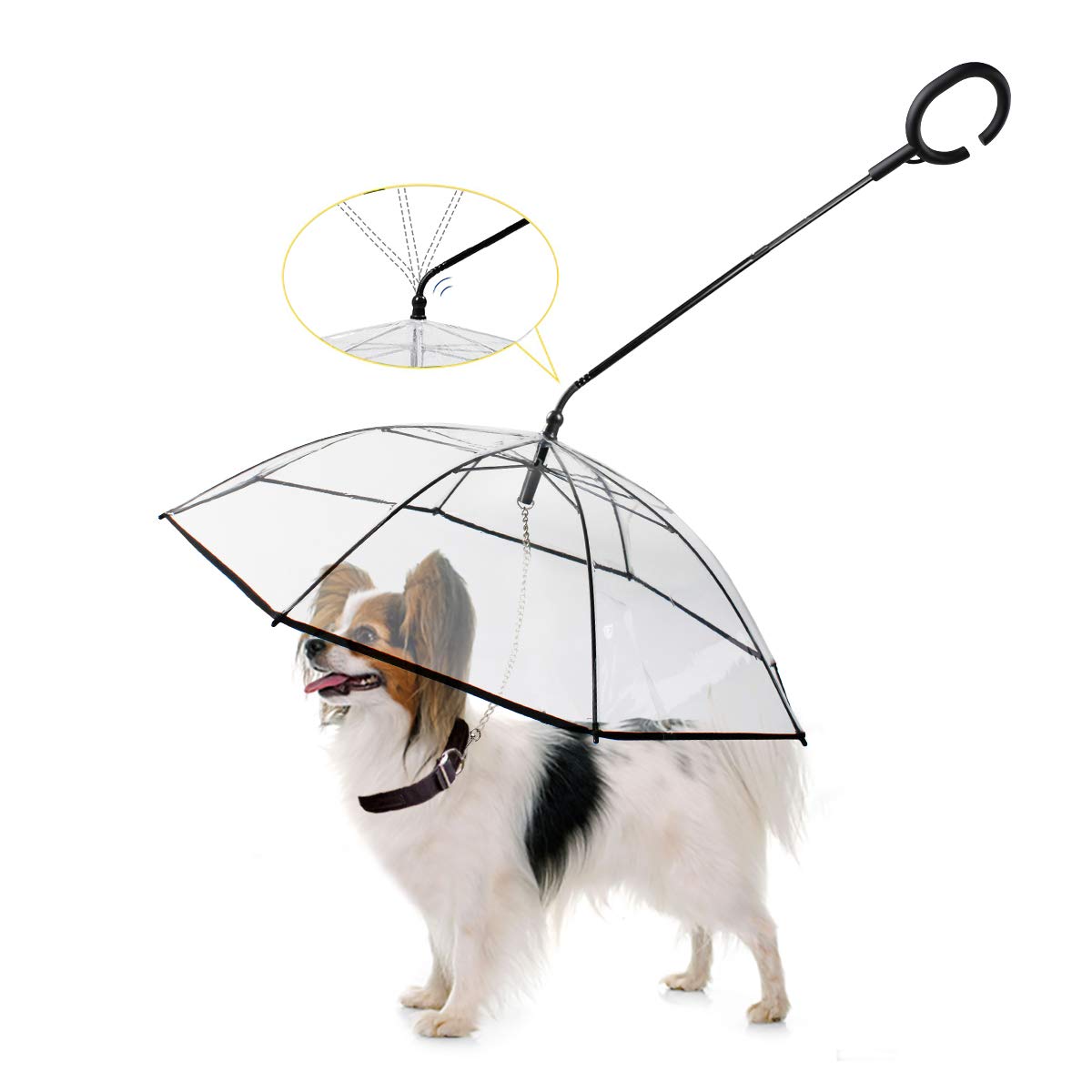 Pet Umbrella Leash Rainproof Snowproof Walking Dog Leash Umbrella for Small Dogs Adjustable Dog Umbrella Clear(Chain)