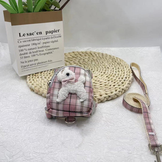 Pet Backpack with Teddy Bear and Traction Rope